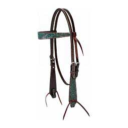 Carved Turquoise Flowered Browband Headstall
