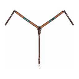 Turquoise Beaded Floral Carved Horse Breast Collar