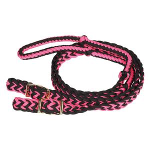 Hot Pink/Black Braided Barrel Racing Rein