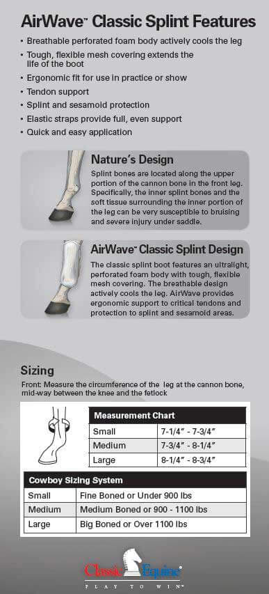 Classic Equine Boot Size Chart