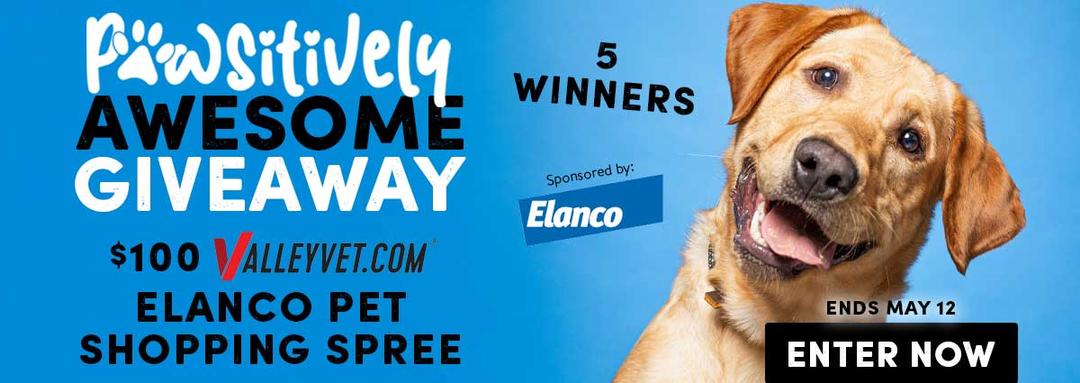 Pawsitively Awesome Giveaway - Five $100 Shopping Spree Winners for Elanco Pet Products.