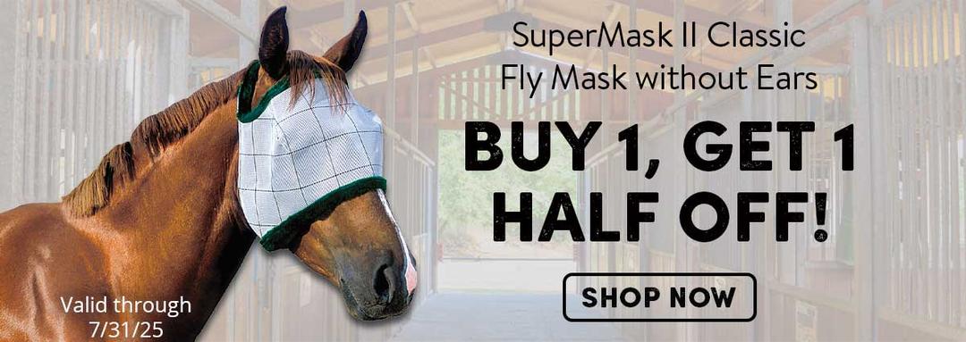SuperMask II Classic Horse Fly Mask without Ears - Buy 1, Get 1 Half Off! Valid through 7-31-25.