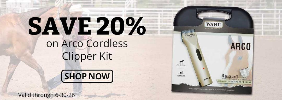Save 20% on Arco Cordless Clipper Kit. Valid through 6-30-26.