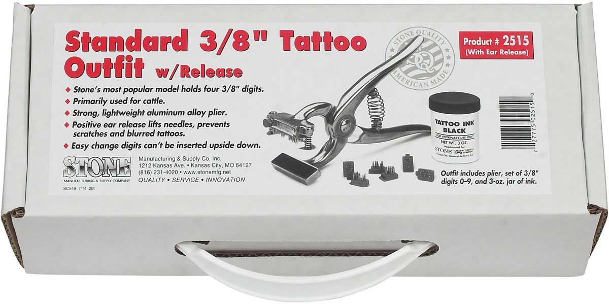 Livestock Tattoo Pliers Kit with 3/8" Digits Stone Manufacturing