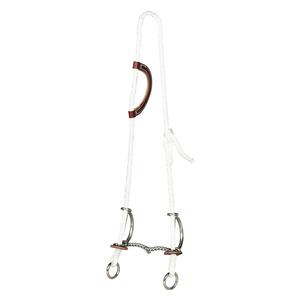 Weaver Leather Nylon Gag Bridle - 5/8" Harness Leather Bridle With Black Silvertip Rope Cheeks For Barrel Racing & More