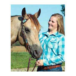 Turquoise Beaded Floral Carved One Ear Horse Headstall Item # 43379