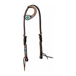 Turquoise Beaded Floral Carved One Ear Horse Headstall Item # 43379