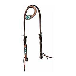 Turquoise Beaded Floral Carved One Ear Horse Headstall Item # 43379