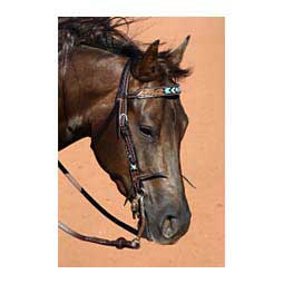 Turquoise Beaded Floral Carved Browband Horse Headstall Item # 43380