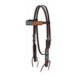 Turquoise Beaded Floral Carved Browband Horse Headstall Item # 43380