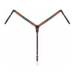 Turquoise Beaded Floral Carved Horse Breast Collar Weaver Leather