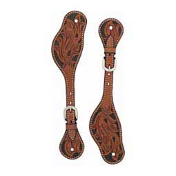 Carved Chestnut Mens Spur Straps Weaver Leather