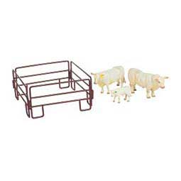 Toy Charolais Bull, Cow, Calf, and Panel Set Item # 44490