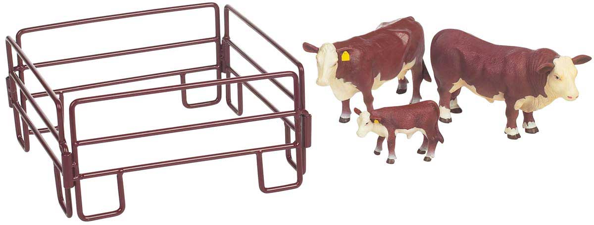 Toy Hereford Bull Cow Calf And Panel