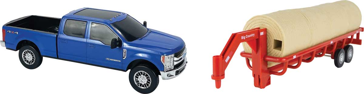 Ford F250 Truck, Hay Trailer and Hay Bales Toy Set