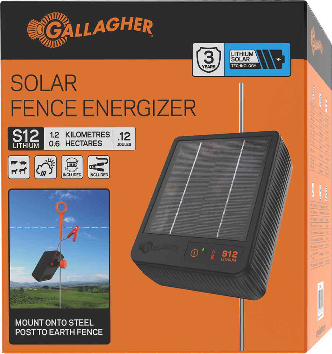 S12 Lithium Solar Fence Energizer Gallagher Chargers Electric Fencing Farm