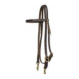 Harness Leather 5/8" Browband Headstall with Snap Ends  Mustang Manufacturing