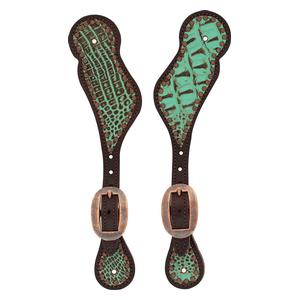 Turquoise Croc Spur Straps Item # 50887