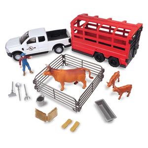 Truck and Cattle Trailer 18-Piece Toy Playset Item # 52322