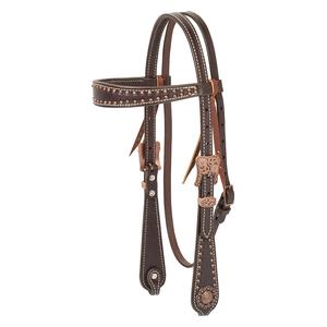 Western Outlaw Browband Leather Horse Headstall with Copper Accents Weaver Leather