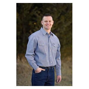 Wrangler Cowboy Cut Work Western Indigo Chambray Mens Long Sleeve Shirt Blue - Item # 10023