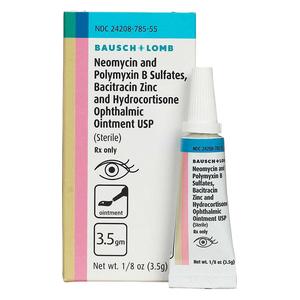 Neomycin-Polymyxin B, Bacitracin Zinc and Hydrocortisone Ophthalmic 3.5 gm - Item # 1020RX