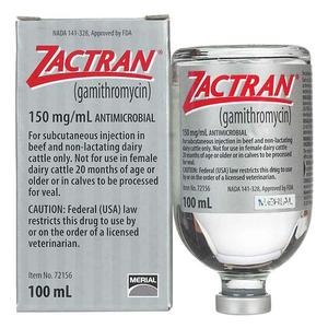 Zactran (gamithromycin) for Beef and Non-Lactating Dairy Cattle 100 ml - Item # 1048RX
