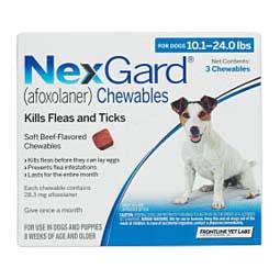 NexGard Chewables for Dogs 10-24 lbs 3 ct - Item # 1189RX
