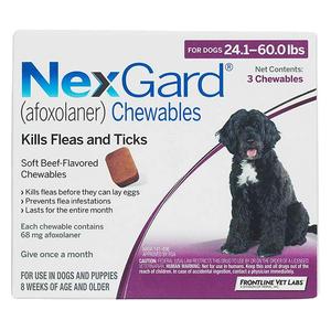 NexGard Chewables for Dogs 24-60 lbs 3 ct - Item # 1190RX