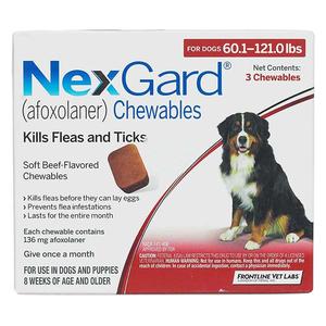 NexGard Chewables for Dogs 60-121 lbs 3 ct - Item # 1191RX