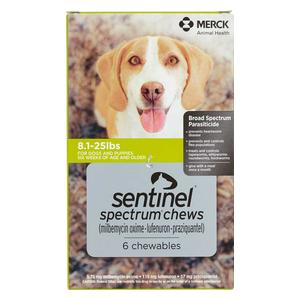 Sentinel Spectrum Chews for Dogs 8.1-25 lbs 6 ct - Item # 1204RX
