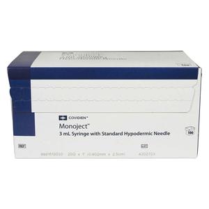 Disposable Syringes with Needles 100 ct (3 cc w/20 ga x 1 in) - Item # 12957