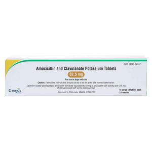 Amoxicillin Trihydrate and Clavulanate Potassium for Dogs and Cats 62.5 mg 210 ct - Item # 1352RX