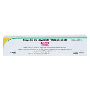 Amoxicillin Trihydrate and Clavulanate Potassium for Dogs and Cats 250 mg 210 ct - Item # 1354RX