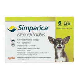 Simparica Chewable Tablets for Dogs 2.8-5.5 lbs 6 ct - Item # 1359RX