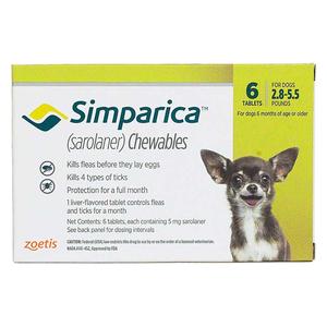 Simparica Chewable Tablets for Dogs 2.8-5.5 lbs 6 ct - Item # 1359RX