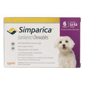 Simparica Chewable Tablets for Dogs 5.6-11 lbs 6 ct - Item # 1360RX