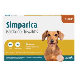 Simparica Chewable Tablets for Dogs 11.1-22 lbs 6 ct - Item # 1361RX