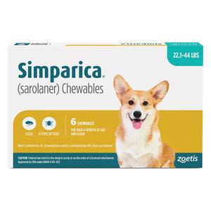 Simparica Chewable Tablets for Dogs 22.1-44 lbs 6 ct - Item # 1362RX