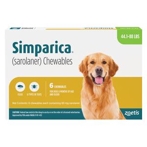 Simparica Chewable Tablets for Dogs 44.1-88 lbs 6 ct - Item # 1363RX