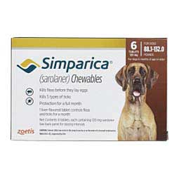 Simparica Chewable Tablets for Dogs 88.1-132 lbs 6 ct - Item # 1364RX