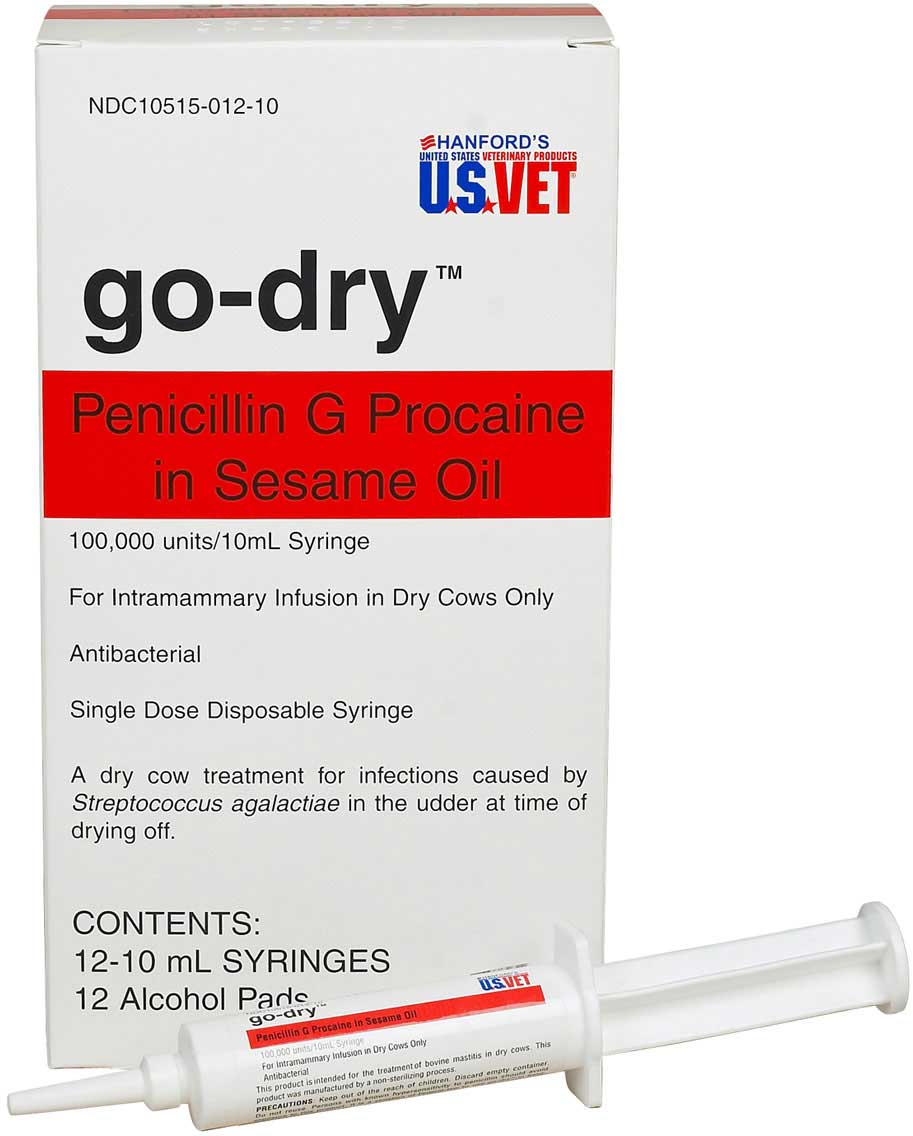 Go-Dry Penicillin G Procaine for Dry Cows Hanfords U.S. Vet - Mastitis  Treatment, Dairy