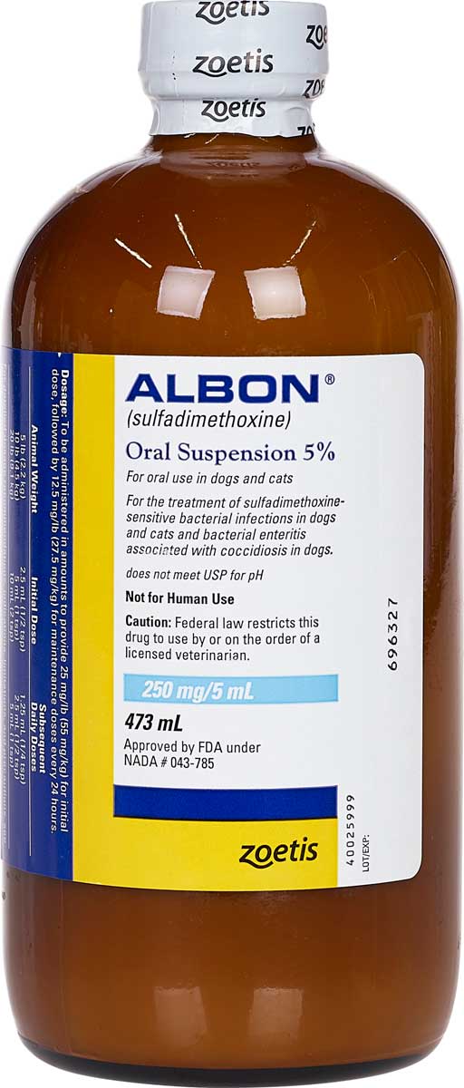 Albon Oral 5 for Dogs Cats Zoetis Animal Health Safe.PharmacyCat