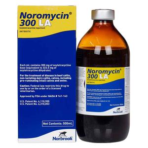 Noromycin 300 LA Oxytetracycline for Use in Animals 500 ml - Item # 1452RX