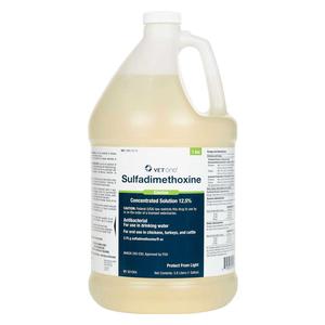 Sulfadimethoxine 12.5% Concentrated Solution for Chickens, Turkeys and Cattle Gallon - Item # 1513RX