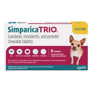 Simparica TRIO Chewable Tablets for Dogs 2.8-5.5 lbs 6 ct - Item # 1547RX