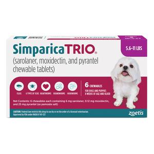 Simparica TRIO Chewable Tablets for Dogs 5.6-11 lbs 6 ct - Item # 1548RX