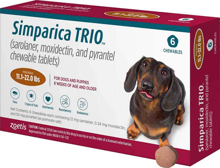 Simparica TRIO Chewable Tablets for Dogs Zoetis Animal Health - Safe