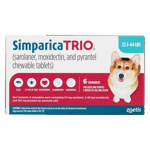 Simparica TRIO Chewable Tablets for Dogs 22.1-44 lbs 6 ct - Item # 1550RX