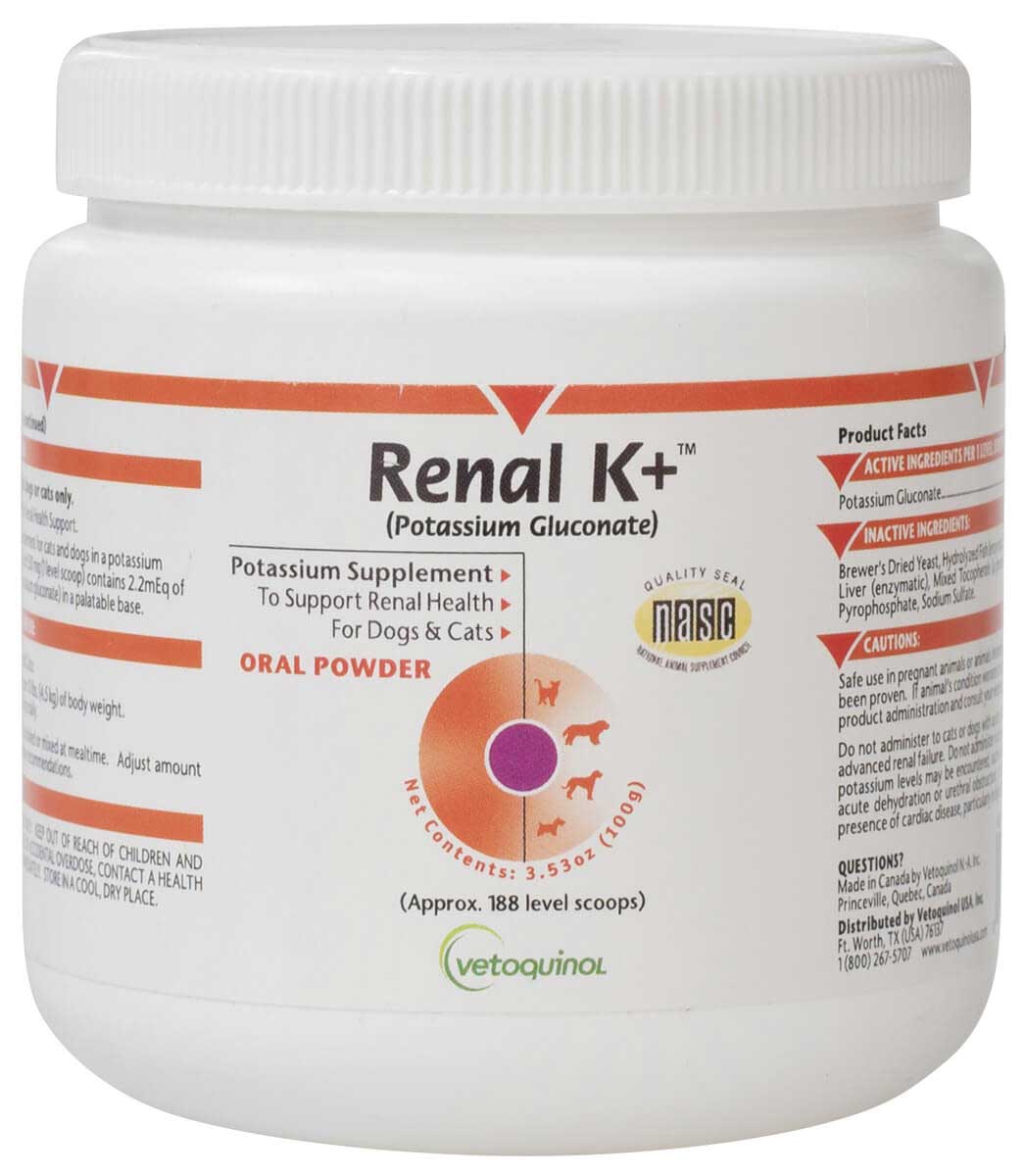 Renal K+ (Potassium Gluconate) Powder for Dogs and Cats Vetoquinol